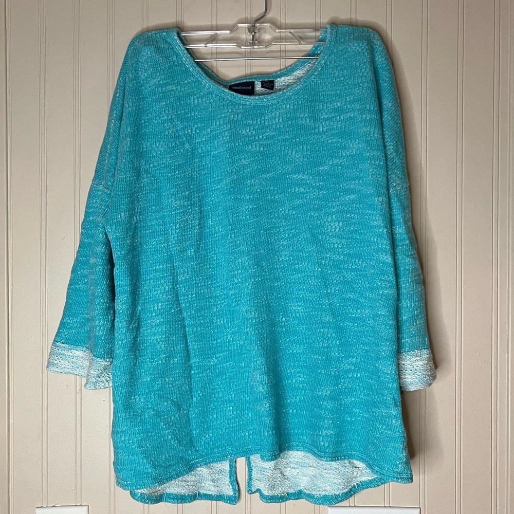 Westbound turquoise 3/4 sleeves relaxed fit sweater women’s size XL